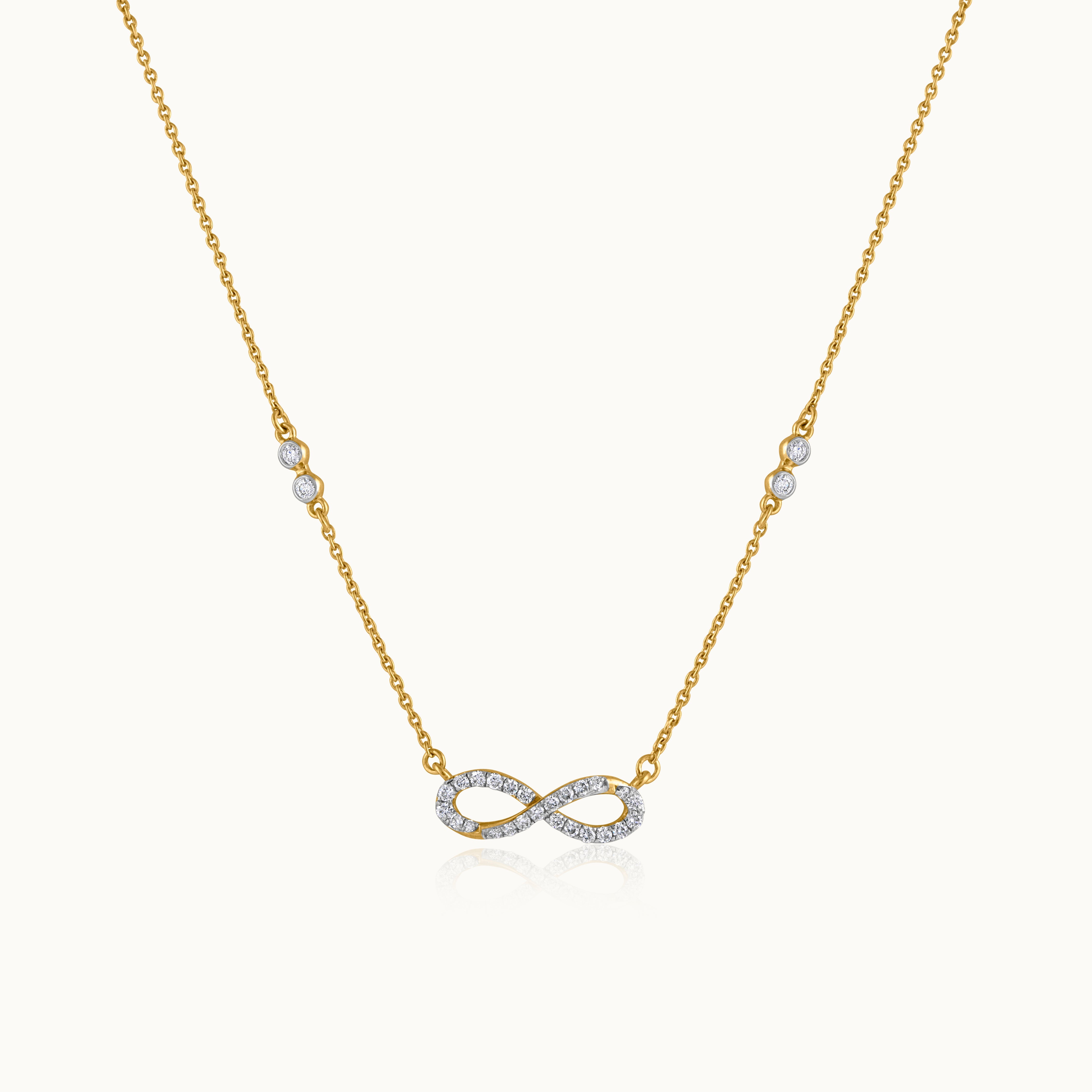 Infinity Station Necklace, 14K Gold Vermeil, 1/4 ct Lab Grown Diamond-3