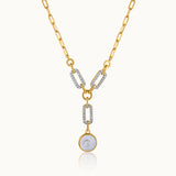 Mop Lariat Necklace, 14K Gold Vermeil, 3/8 ct Lab Grown Diamond-3
