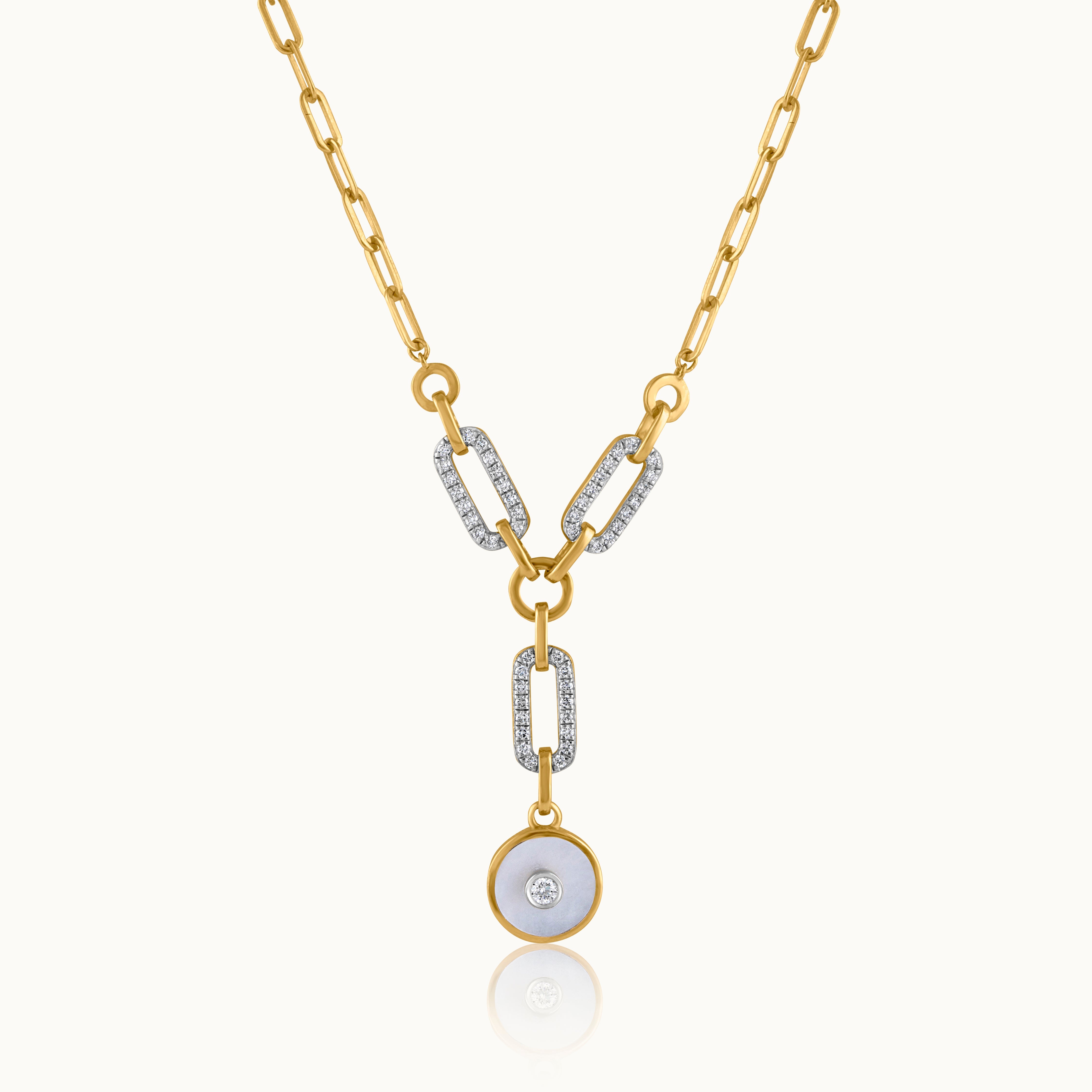 Mop Lariat Necklace, 14K Gold Vermeil, 3/8 ct Lab Grown Diamond-3