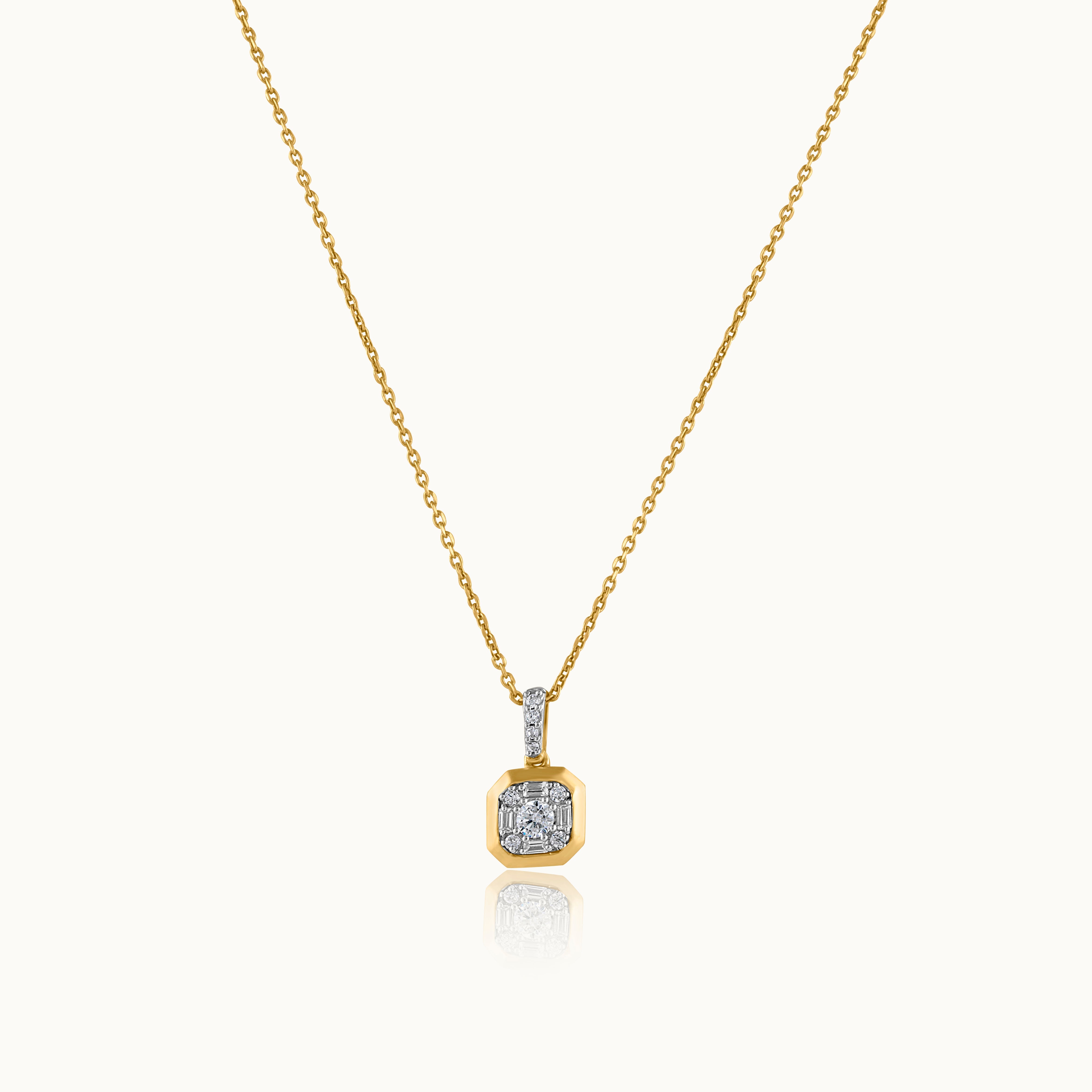 Octa Diamond Necklace, 14K Solid Gold, 1/4 ct Lab Grown Diamond-3