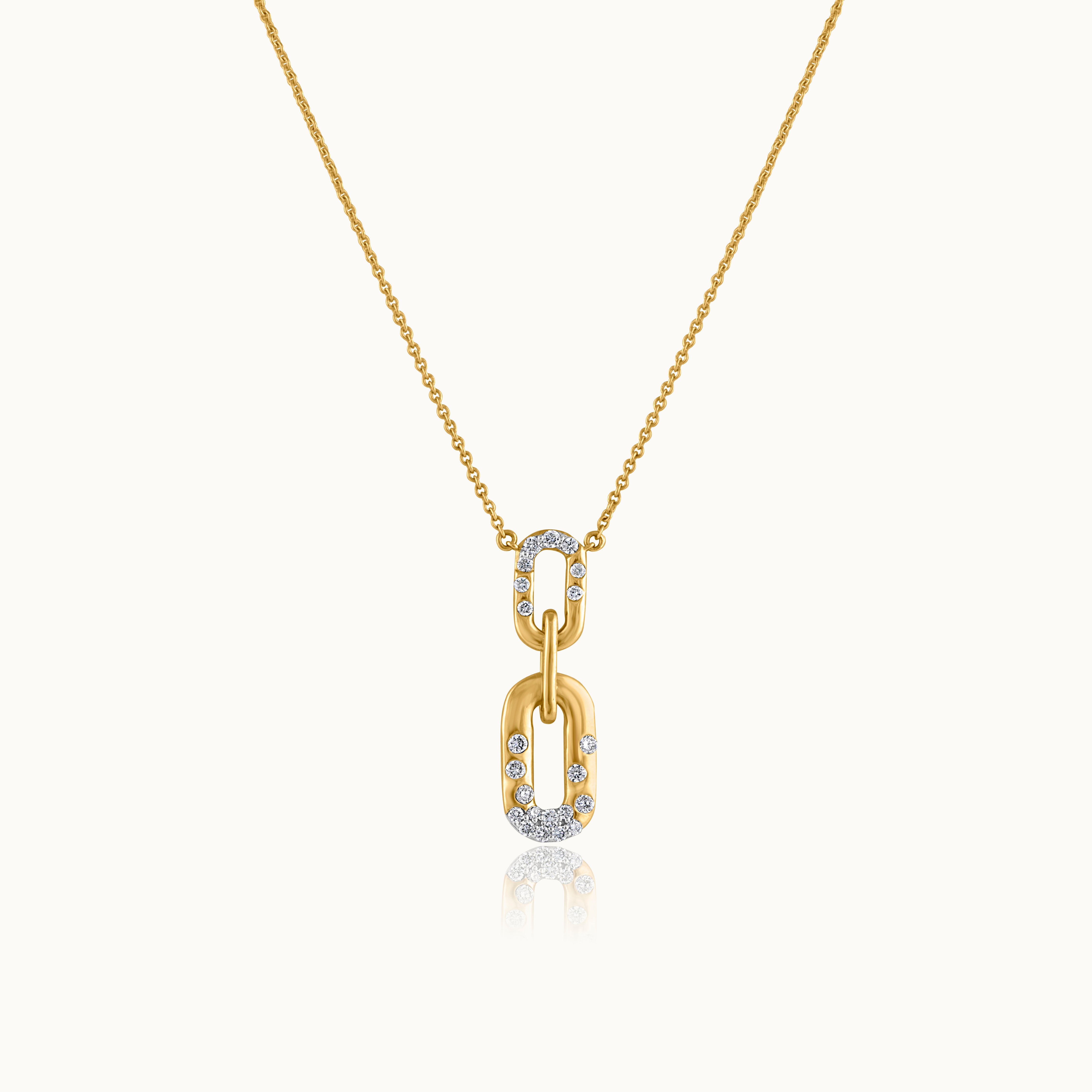 Bubbles Link Necklace, 14K Solid Gold, 1/4 ct Lab Grown Diamond-3