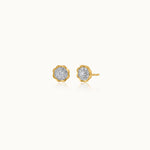 Floral Small Earrings, 14K Gold Vermeil, 1/4 ct Lab Grown Diamond-3