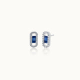 Created Sapphire Paperclip Studs,Sterling Silver,1/3 ct Lab Made Diamond-3