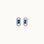Created Sapphire Paperclip Studs, 14K Solid Gold, 1/3 ct Lab Grown Diamond-3
