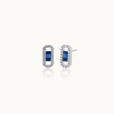 Created Sapphire Paperclip Studs, 14K Solid Gold, 1/3 ct Lab Grown Diamond-3