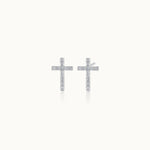 Cross Diamond Earrings, Sterling Silver, 1/5 ct Lab Grown Diamond-3
