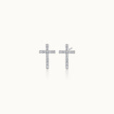 Cross Diamond Earrings, Sterling Silver, 1/5 ct Lab Grown Diamond-3