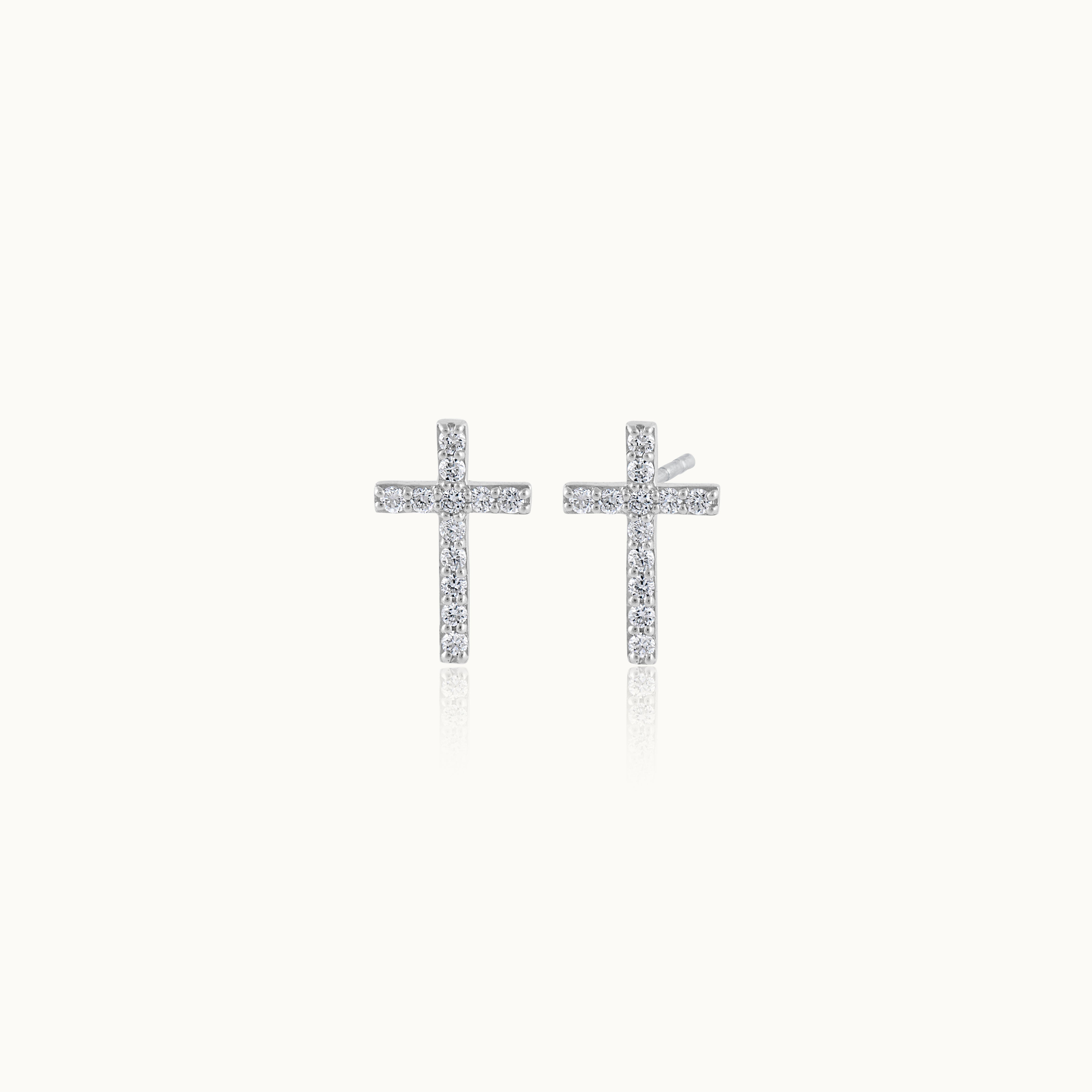 Cross Diamond Earrings, Sterling Silver, 1/5 ct Lab Grown Diamond-3