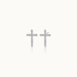Cross Diamond Earrings, 14K Solid Gold, 1/5 ct Lab Grown Diamond-3