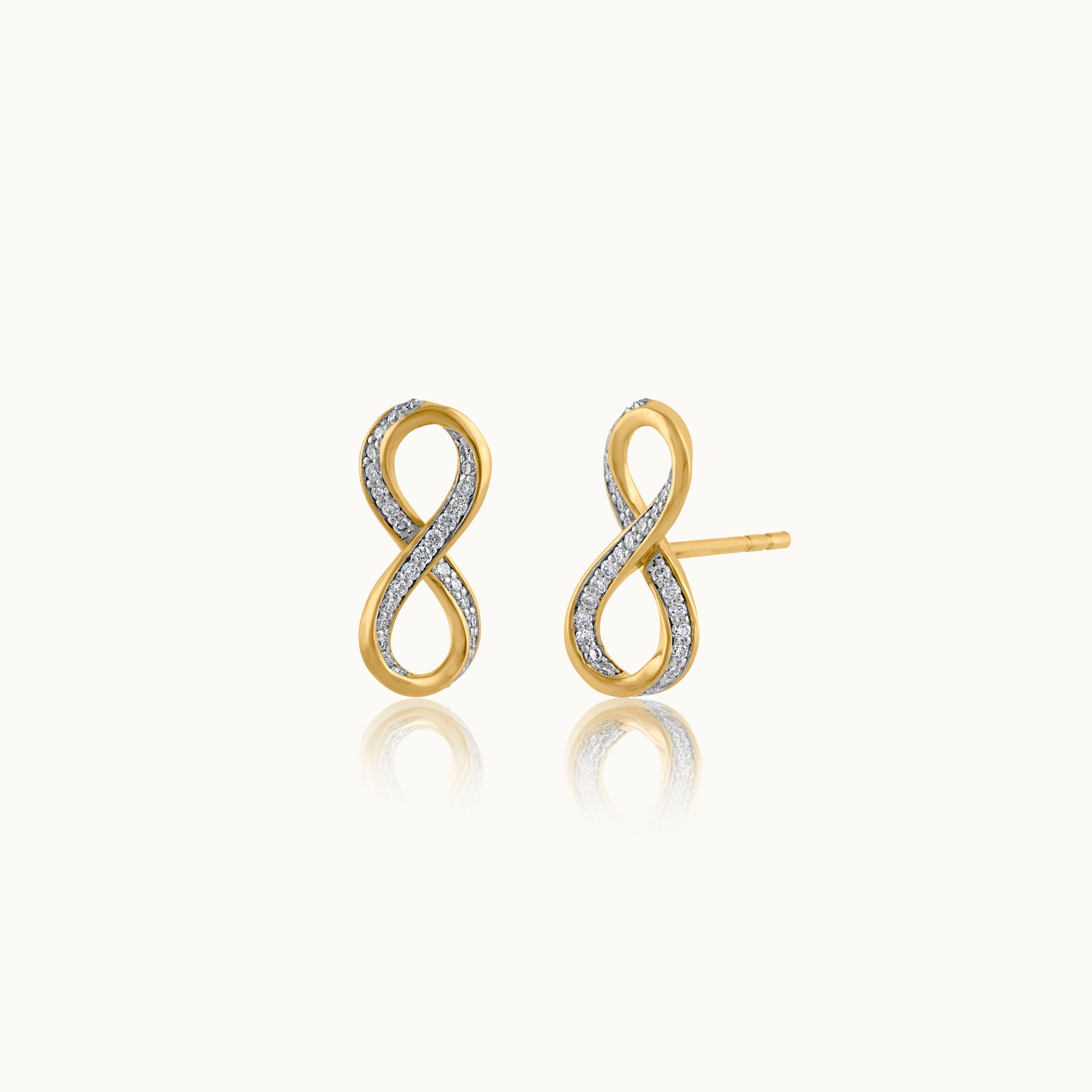Infinity Diamond Earrings, 14K Solid Gold, 1/4 ct Lab Grown Diamond-3