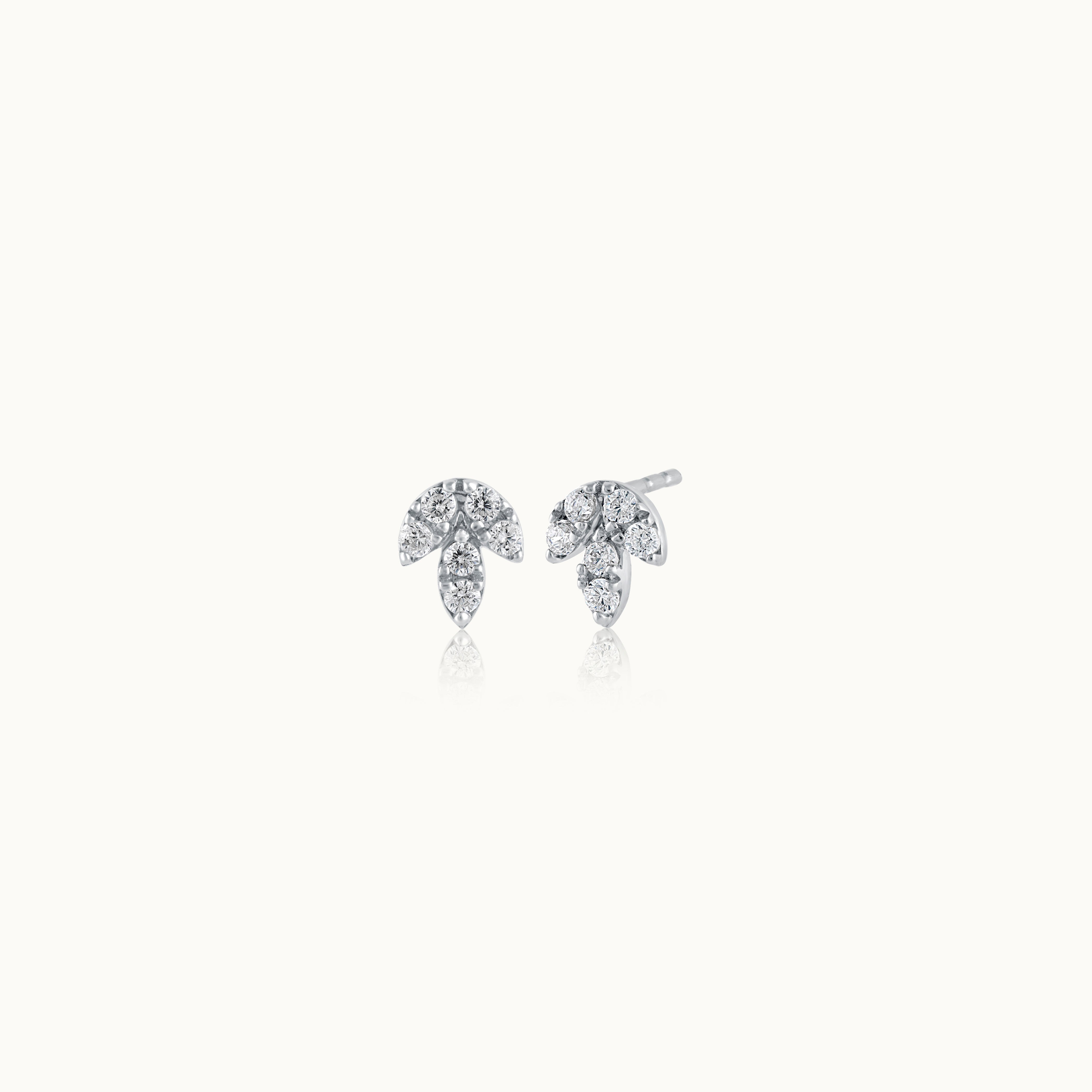 Leafy Small Earrings, 14K Solid Gold, 1/4 ct Lab Grown Diamond-3