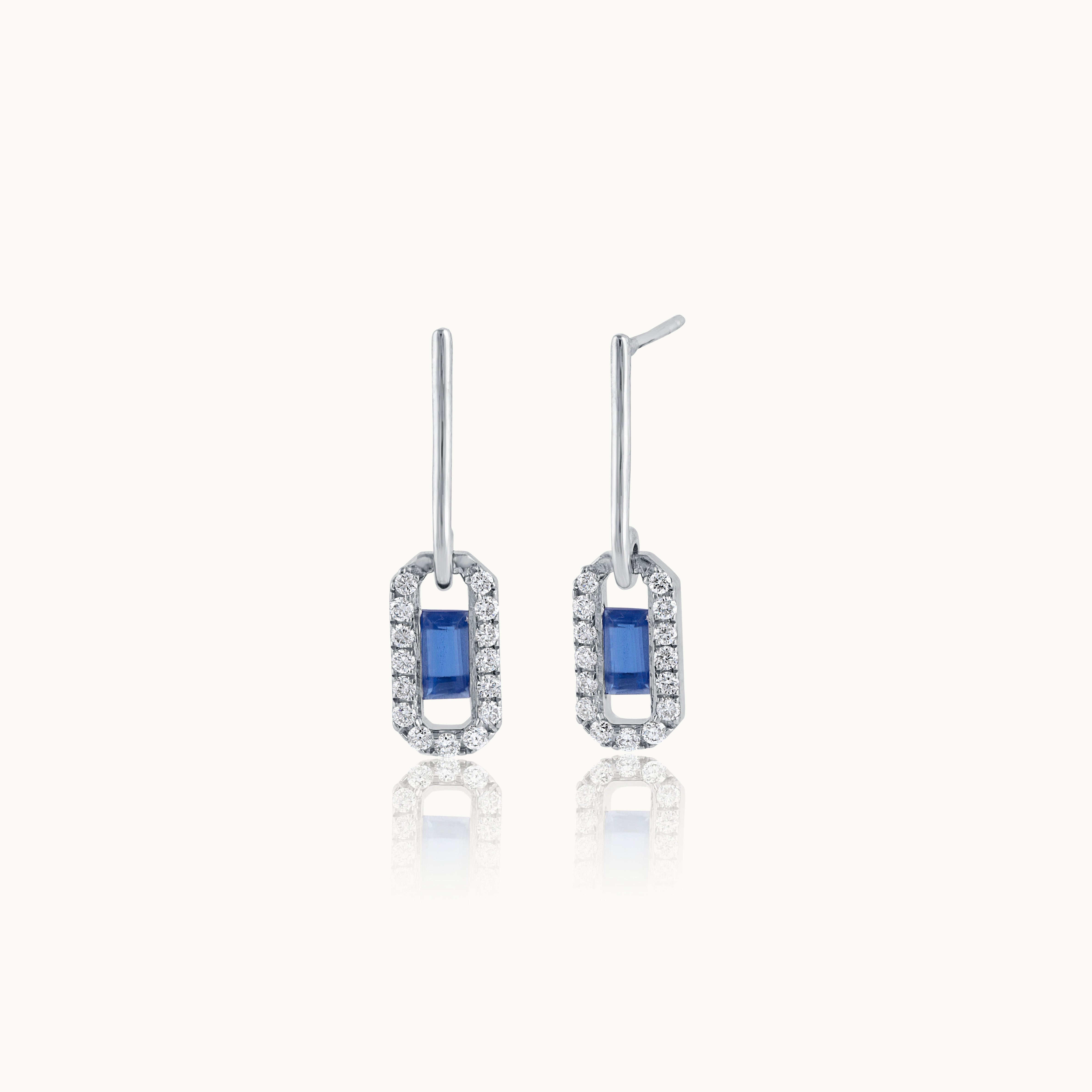Paperclip Drop Earrings, Sterling Silver, 3/8 ct Lab Grown Diamond-3