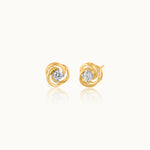 Floral Solitaire Studs, 14K Gold Vermeil, 1/4 ct Lab Grown Diamond-3