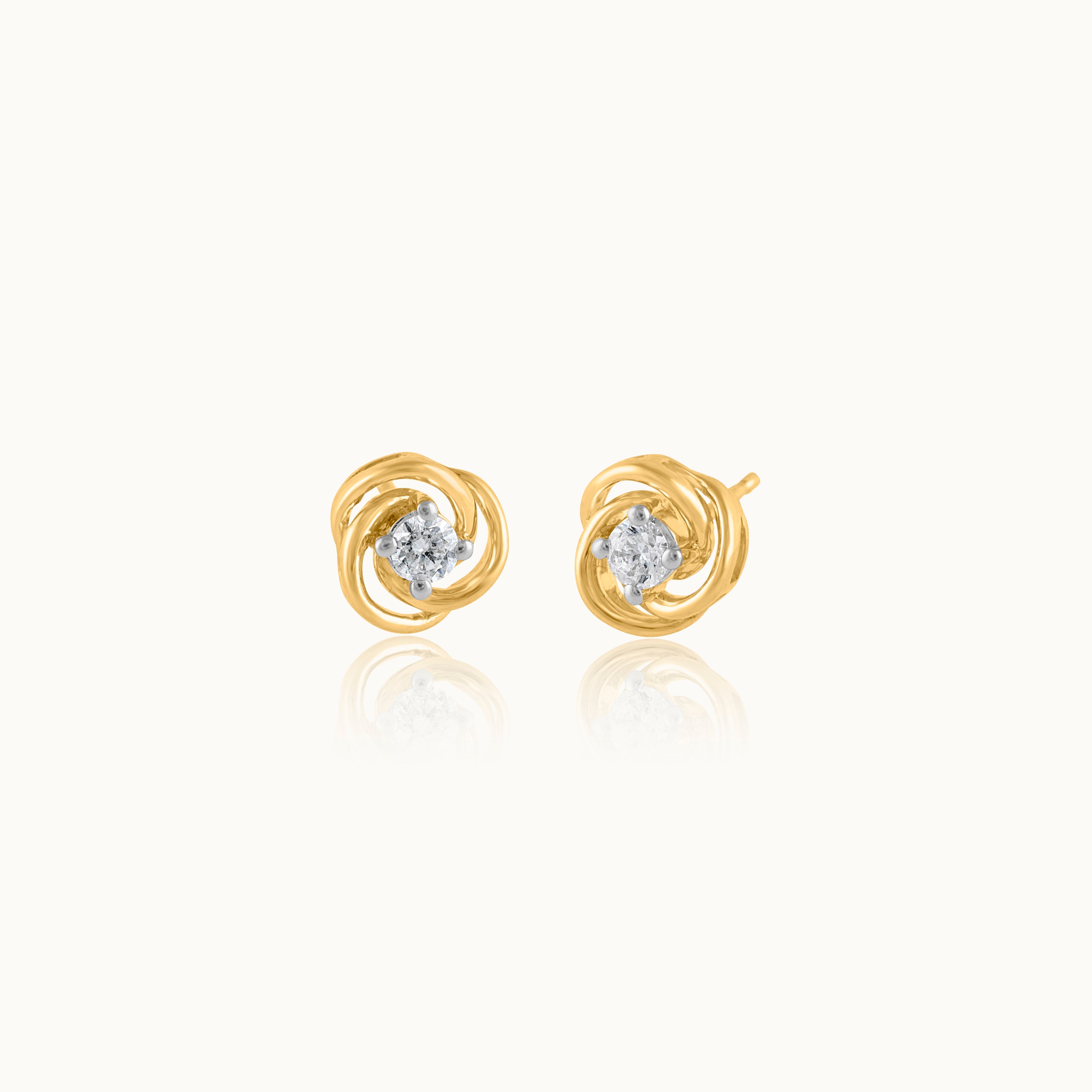 Floral Solitaire Studs, 14K Gold Vermeil, 1/4 ct Lab Grown Diamond-3