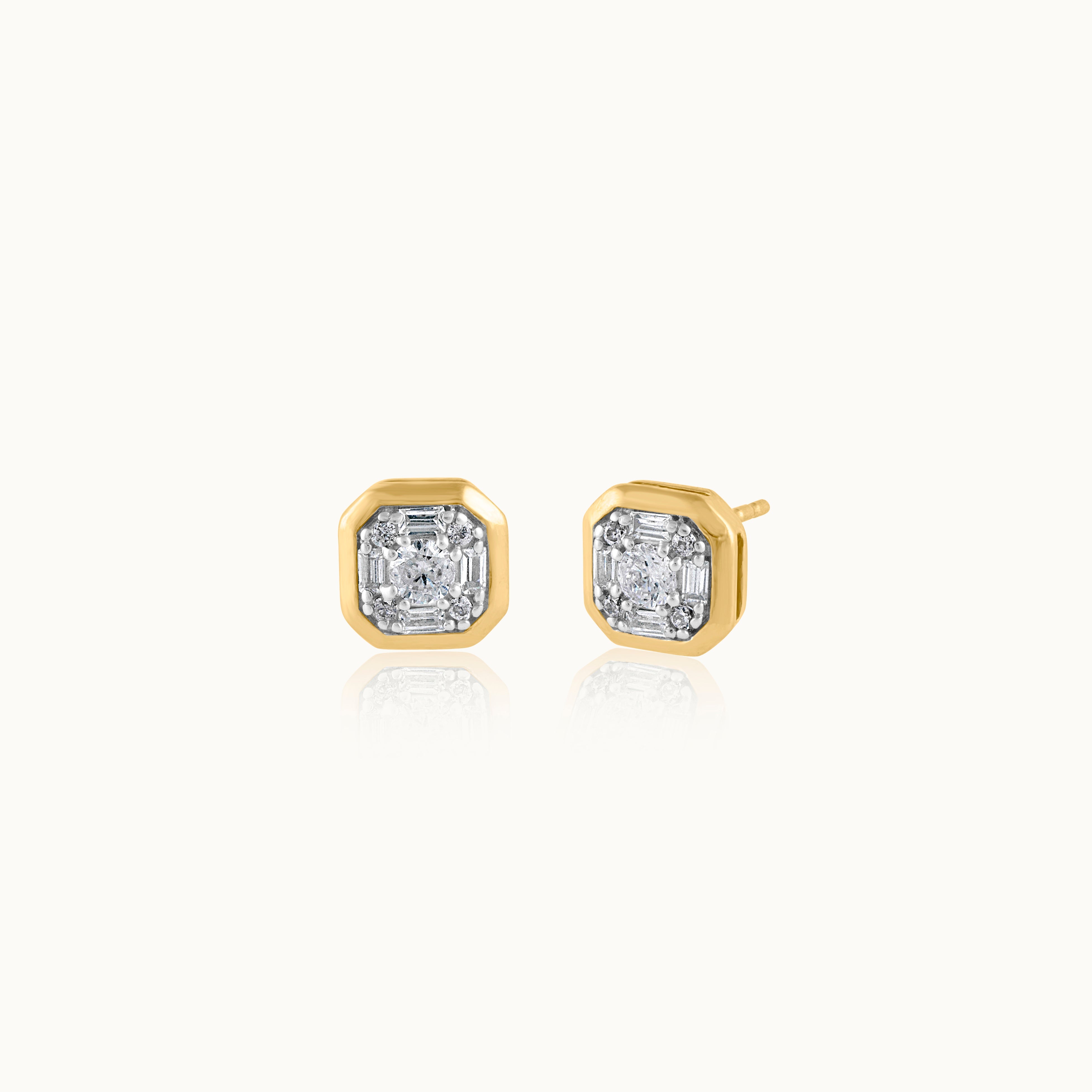 Octa Diamond Earrings, 14K Solid Gold, 3/8 ct Lab Grown Diamond-3