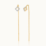 Square Threader Earrings, 14K Gold Vermeil, 1/10 ct Lab Grown Diamond-3