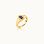 Created Sapphire Signet Ring, 14K Solid Gold-3
