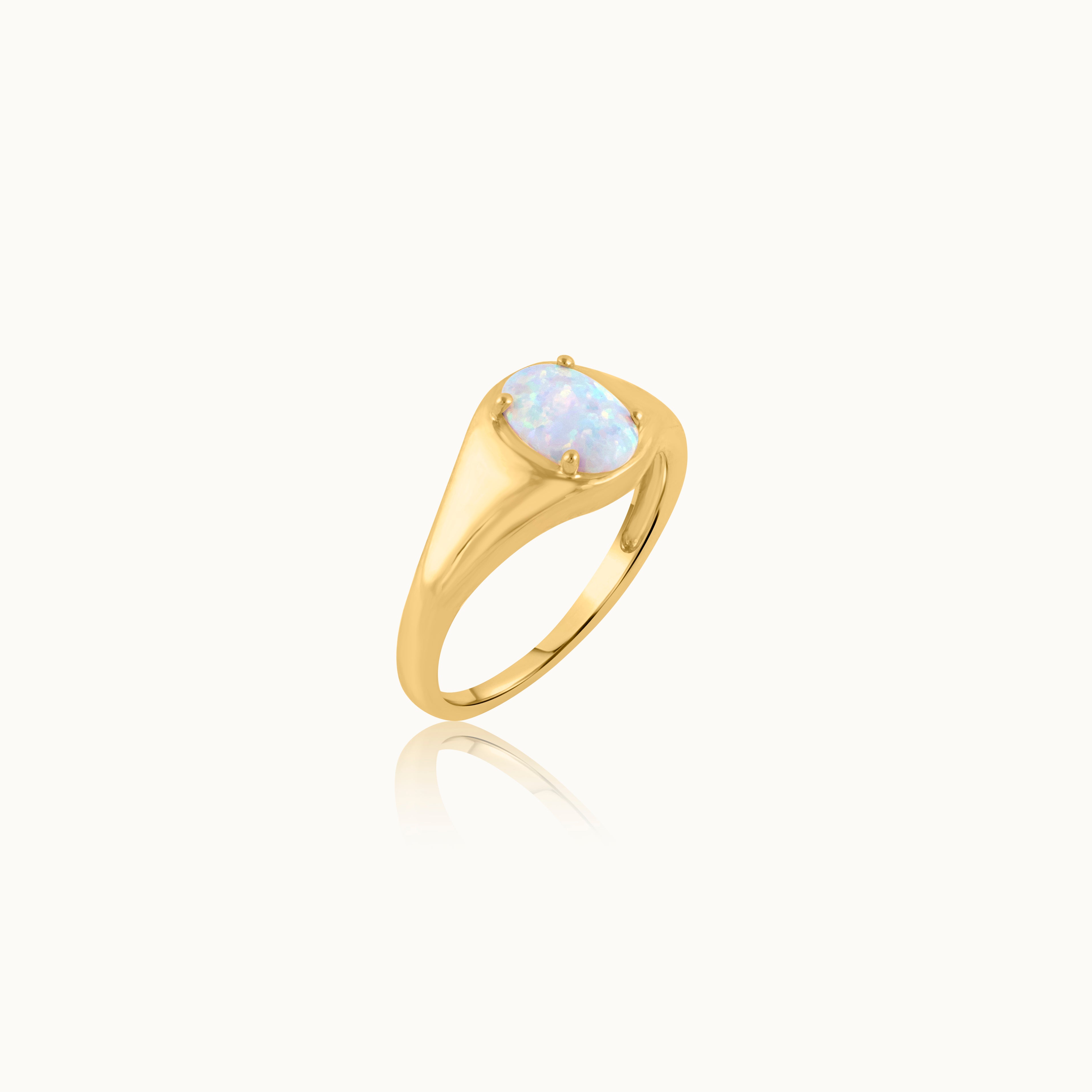 Created Opal Signet Ring