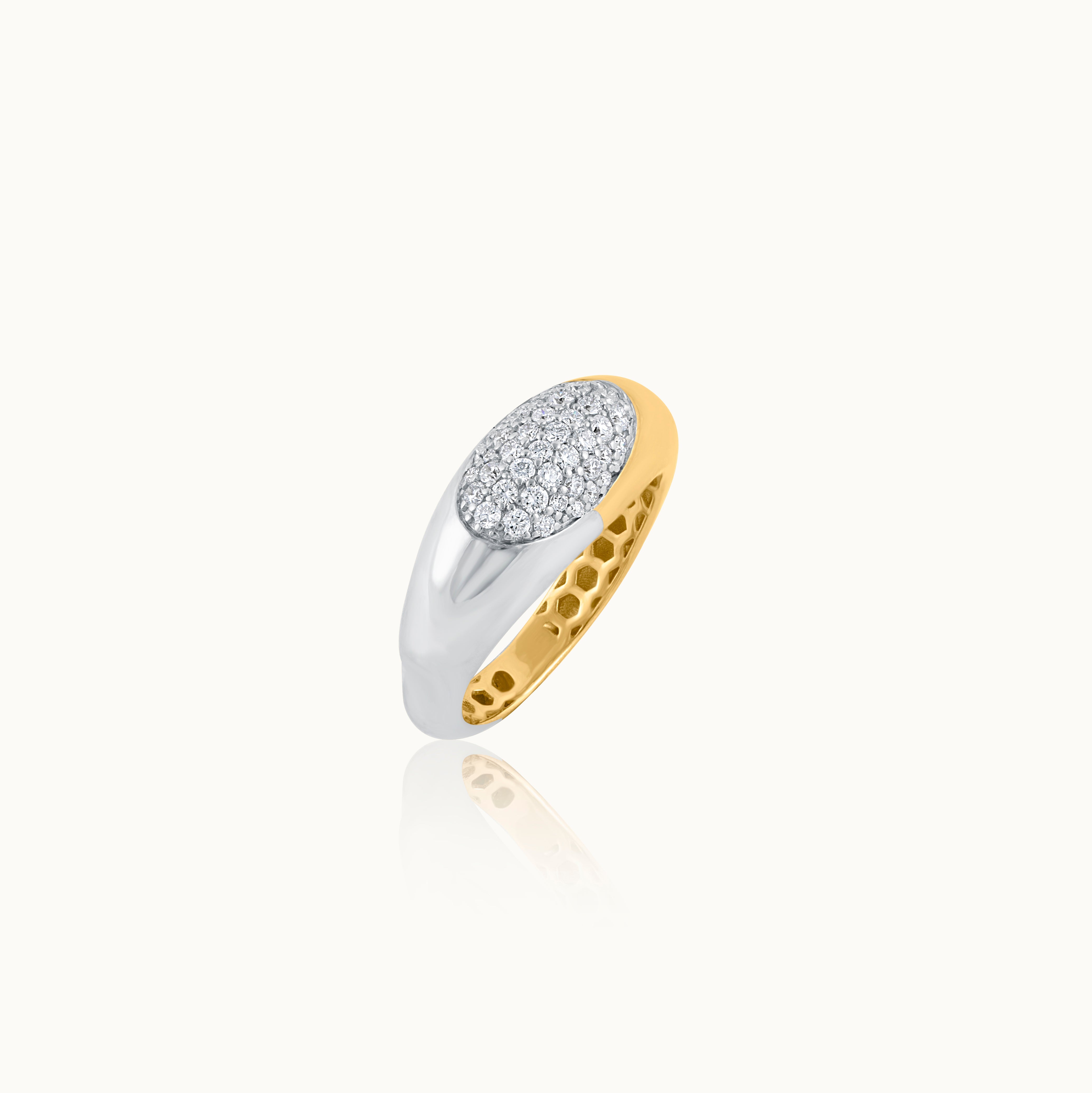 Two-Tone Bold Ring, 14K Solid Gold, 3/8 ct Lab Grown Diamond-3