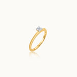 Chevron Solitaire Ring, 14K Gold Vermeil, 1/4 ct Lab Grown Diamond-3