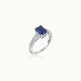 Created Sapphire & Diamond Ring, Sterling Silver, 1/4 ct Lab Grown Diamond-3