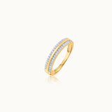Striped Stackable Band, 14K Solid Gold, 1/4 ct Lab Grown Diamond-3