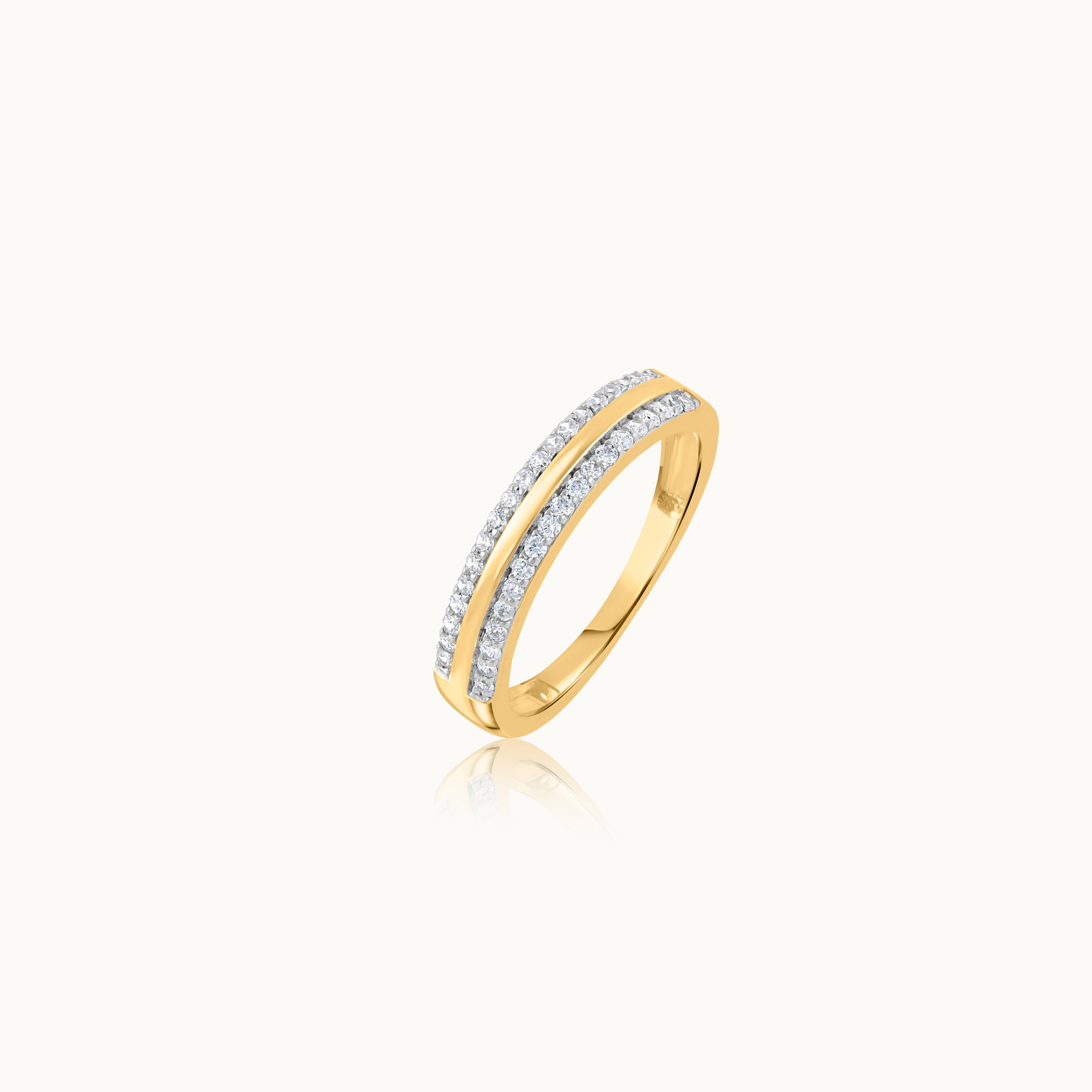 Striped Stackable Band, 14K Gold Vermeil, 1/4 ct Lab Grown Diamond-3