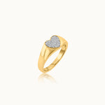 Heart Signet Ring, 14K Gold Vermeil, 1/5 ct Lab Grown Diamond-3
