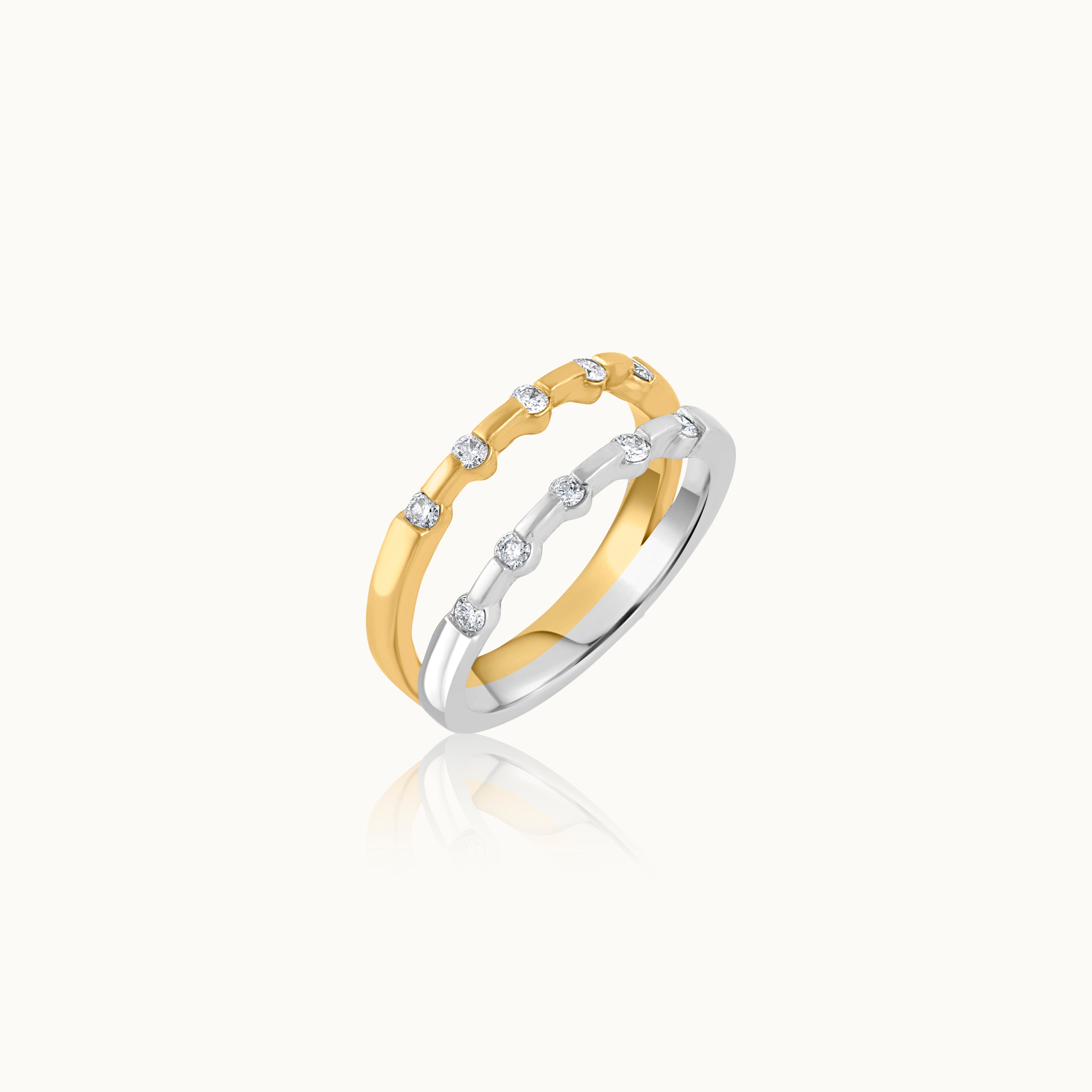 Duo Tone Band, 14K Gold Vermeil, 1/4 ct Lab Grown Diamond-3