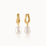 Wave Pearl Drop Earrings