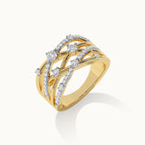 Multi Row Criss Cross Diamond Band, 14K Solid Gold, 1/2 ct Lab Grown Diamond-5