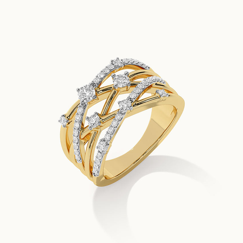 Multi Row Criss Cross Diamond Band, 14K Solid Gold, 1/2 ct Lab Grown Diamond-5