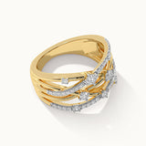 Multi Row Criss Cross Diamond Band, 14K Solid Gold, 1/2 ct Lab Grown Diamond-6