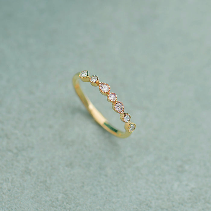Pear & Round Diamond Band, 14K Gold Vermeil, 1/8 ct Lab Grown Diamond-1