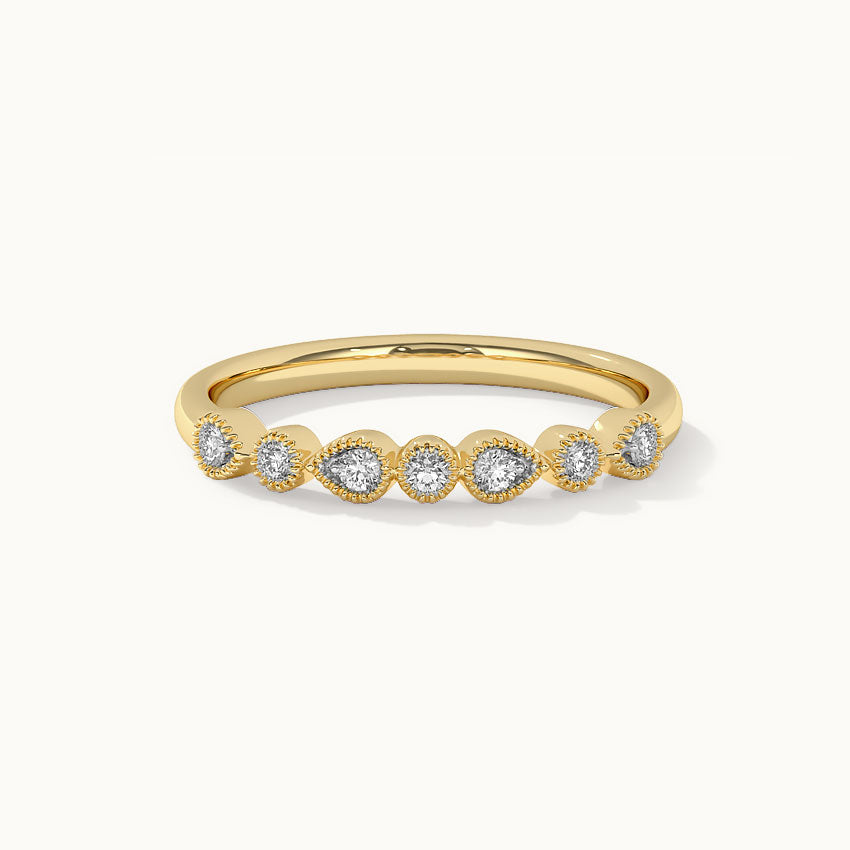 Pear & Round Diamond Band, 14K Solid Gold, 1/8 ct Lab Grown Diamond-3