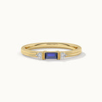 Blue Baguette Stacker Diamond Band, 14K Gold Vermeil, 1/20 ct Lab Grown Diamond-3