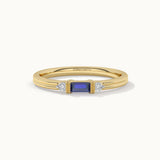 Blue Baguette Stacker Diamond Band, 14K Gold Vermeil, 1/20 ct Lab Grown Diamond-3