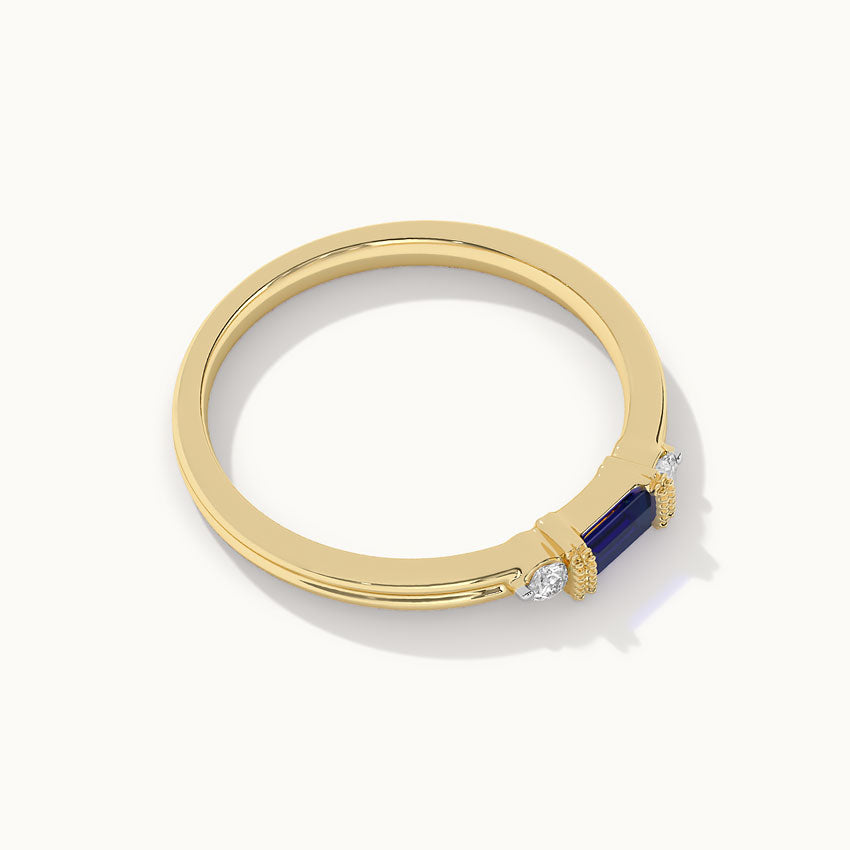 Blue Baguette Stacker Diamond Band, 14K Gold Vermeil, 1/20 ct Lab Grown Diamond-6