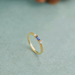 Blue Baguette Stacker Diamond Band, 14K Gold Vermeil, 1/20 ct Lab Grown Diamond-1