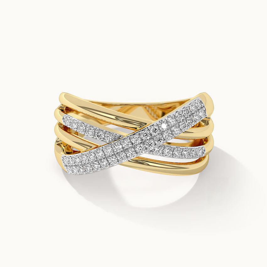 Pave Diamond Cross-Over Ring