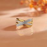 Pave Diamond Cross-Over Ring, 14K Gold Vermeil, 1/3 ct Lab Grown Diamond-5