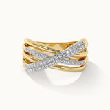 Pave Diamond Cross-Over Ring, 14K Gold Vermeil, 1/3 ct Lab Grown Diamond-3
