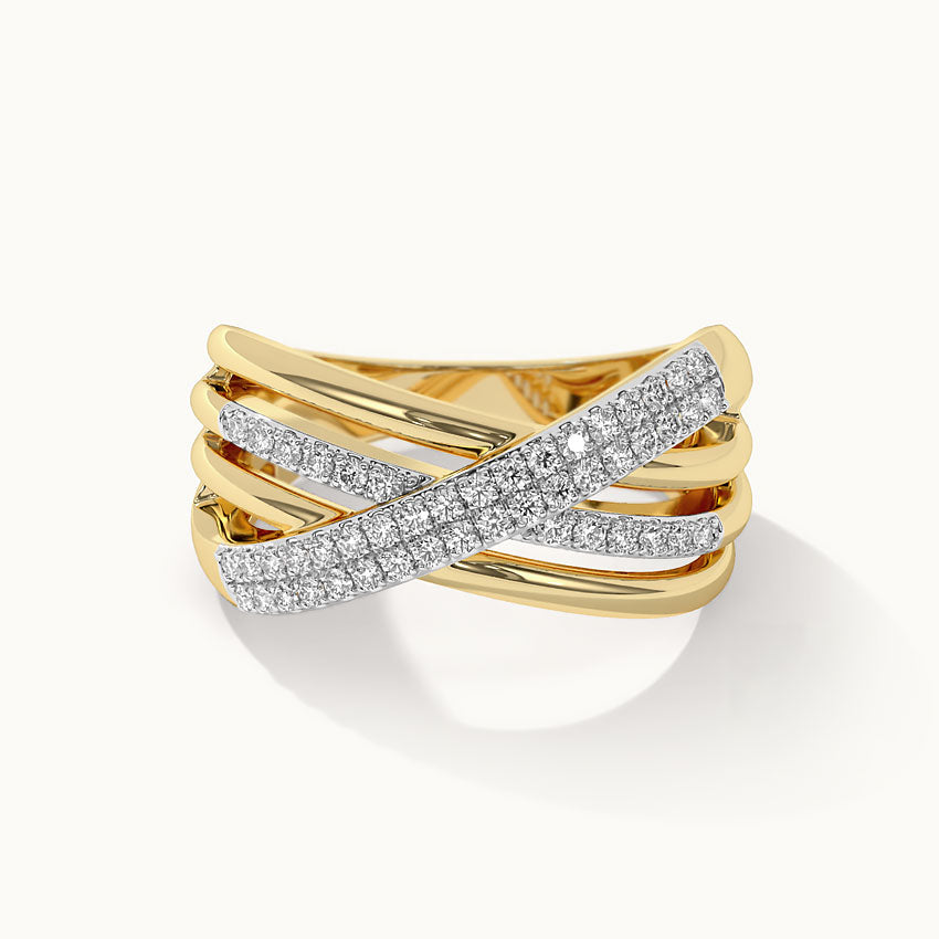 Pave Diamond Cross-Over Ring, 14K Gold Vermeil, 1/3 ct Lab Grown Diamond-3