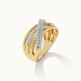 Pave Diamond Cross-Over Ring, 14K Solid Gold, 1/3 ct Lab Grown Diamond-7