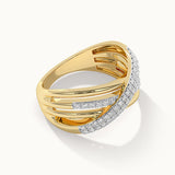 Pave Diamond Cross-Over Ring, 14K Gold Vermeil, 1/3 ct Lab Grown Diamond-8