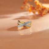 Pave Diamond Cross-Over Ring, 14K Gold Vermeil, 1/3 ct Lab Grown Diamond-1