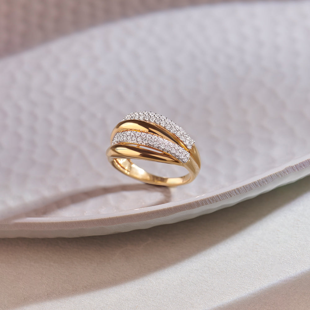 Multi-Layered Diamond Ring, 14K Gold Vermeil, 1/2 ct Lab Grown Diamond-1