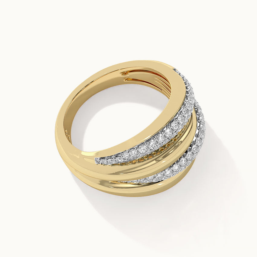 Multi-Layered Diamond Ring, 14K Solid Gold, 1/2 ct Lab Grown Diamond-8