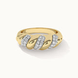 Diamond Croissant Band, 14K Solid Gold, 1/5 ct Lab Grown Diamond-3