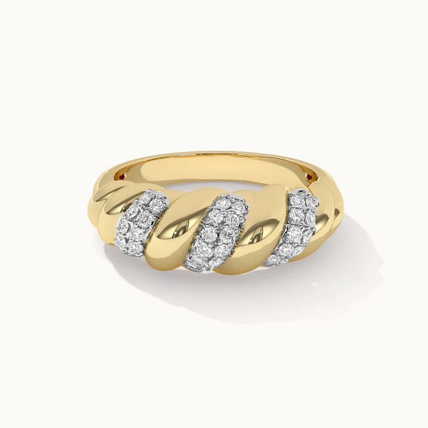 Diamond Croissant Band, 14K Solid Gold, 1/5 ct Lab Grown Diamond-3